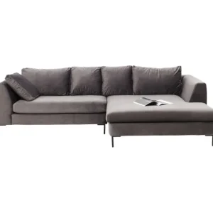 Clearance KARE Design Corner Sofa Gianni Velvet Grey Right Black