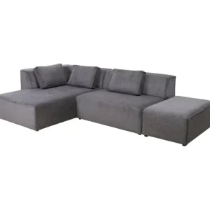 Clearance KARE Design Corner Sofa Infinity Ottomane Cord Grey Left