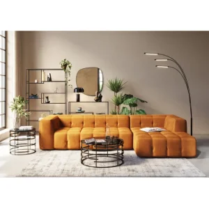 Discount KARE Design Corner Sofa Salamanca Gold Brown Right 320cm