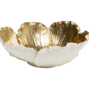 Fashion KARE Design Deco Bowl Flower Bloom Cream Gold Ø25cm
