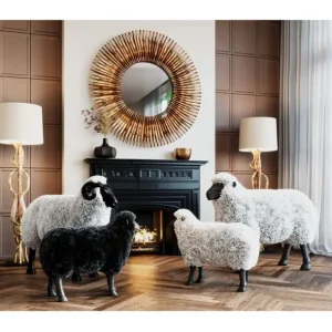 Hot KARE Design Deco Figurine Bathilde Ram White 78cm