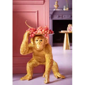 Sale KARE Design Deco Figurine Butler Playing Chimp Gold 52cm