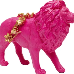 Fashion KARE Design Deco Figurine Flower Lion Pink 19cm