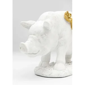 Outlet KARE Design Deco Figurine Flower Pig White 21cm