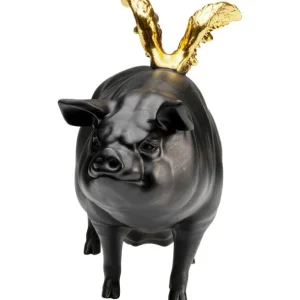 Best KARE Design Deco Figurine Flyin Pig Black 21cm