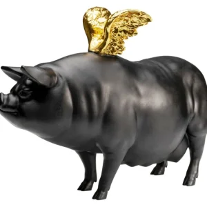 Best KARE Design Deco Figurine Flyin Pig Black 21cm