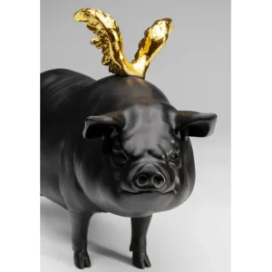 Best KARE Design Deco Figurine Flyin Pig Black 21cm