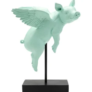 Hot KARE Design Deco Figurine Flying Pig Turquoise 29cm