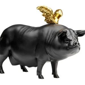 New KARE Design Deco Figurine Flying Pig Black 11cm