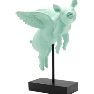 Hot KARE Design Deco Figurine Flying Pig Turquoise 29cm