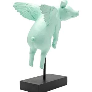 Hot KARE Design Deco Figurine Flying Pig Turquoise 29cm