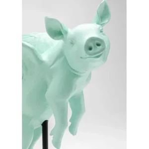 Hot KARE Design Deco Figurine Flying Pig Turquoise 29cm