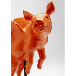 Fashion KARE Design Deco Figurine Flying Pig Orange 29cm