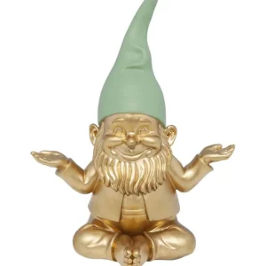 Best KARE Design Deco Figurine Gnome Meditation Gold Green 19cm