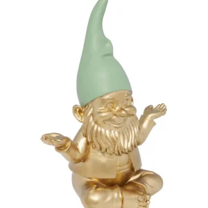 Best KARE Design Deco Figurine Gnome Meditation Gold Green 19cm