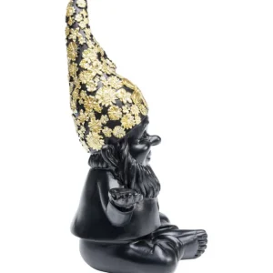 Sale KARE Design Deco Figurine Gnome Meditation Black Gold 19cm