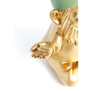 Best KARE Design Deco Figurine Gnome Meditation Gold Green 19cm