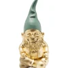 Clearance KARE Design Deco Figurine Gnome Sitting Gold Green 19cm