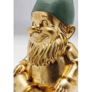 Clearance KARE Design Deco Figurine Gnome Sitting Gold Green 19cm