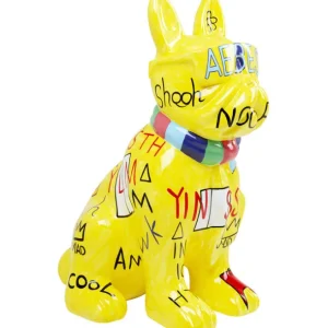 Fashion KARE Design Deco Figurine Graffiti Dog Yellow 122cm