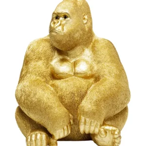 Hot KARE Design Deco Figurine Monkey Gorilla Side XL Gold 76cm