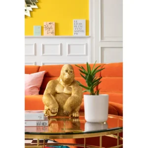 Hot KARE Design Deco Figurine Monkey Gorilla Side Medium Gold 39cm