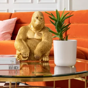 Hot KARE Design Deco Figurine Monkey Gorilla Side Medium Gold 39cm