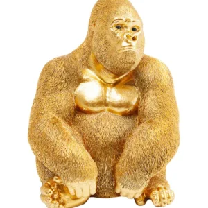 Hot KARE Design Deco Figurine Monkey Gorilla Side Medium Gold 39cm