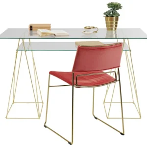 Clearance KARE Design Desk Polar Brass Matt 8mm Tempered Glass