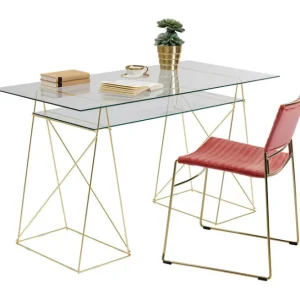Clearance KARE Design Desk Polar Brass Matt 8mm Tempered Glass
