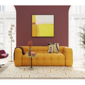 Best KARE Design Framed Picture Abstract Shapes Yellow 113x113cm