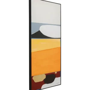 Fashion KARE Design Framed Picture Abstract Shapes Orange 73x143cm
