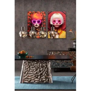 Fashion KARE Design Framed Picture LED Fancy Red Lady 120x80cm