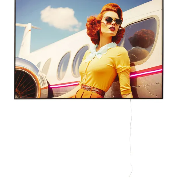 framed_picture_led_jetset_0.webp Online KARE Design Framed Picture LED Jetset Lean Lady 120x80cm