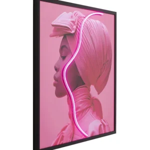 Online KARE Design Framed Picture LED Pink Woman 80x80cm