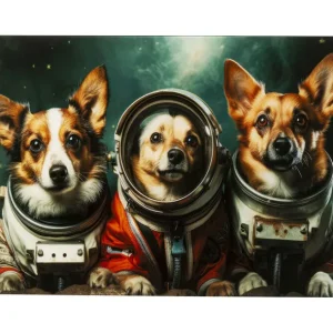 Best KARE Design Glass Picture Astronauts Dogs 80x60cm