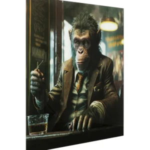 Outlet KARE Design Glass Picture Drinking Monkey 100x100cm