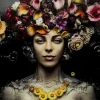 Sale KARE Design Glass Picture Flower Art Lady 120x120cm