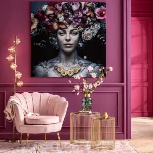 Sale KARE Design Glass Picture Flower Art Lady 120x120cm
