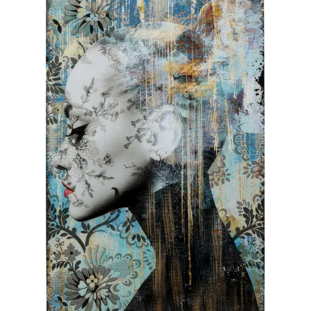 glass_picture_lady_flower_0.webp Outlet KARE Design Glass Picture Lady Flower 100x150cm