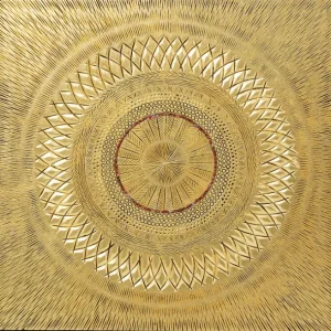 Fashion KARE Design Object Picture Art Geometric Circle Gold 120x120cm