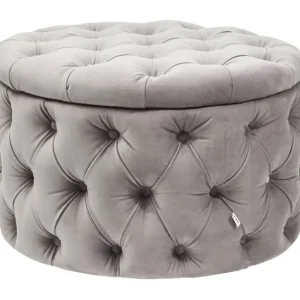 Online KARE Design Seating Chest Desire Round Velvet Silver