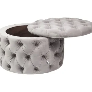 Online KARE Design Seating Chest Desire Round Velvet Silver