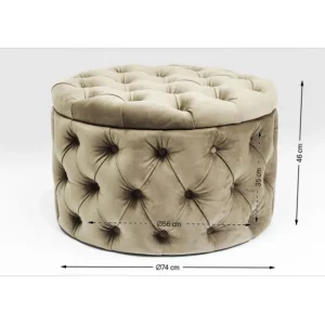 Online KARE Design Seating Chest Desire Round Velvet Silver