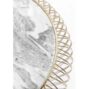 Sale KARE Design Side Table Beam Grey Marble Brass Ø43cm