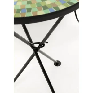Fashion KARE Design Side Table Clack Mosaic Green Blue Ø35cm