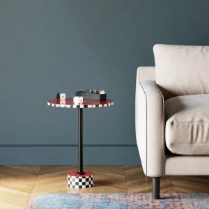 New KARE Design Side Table Domero Checkers Red Ø40cm