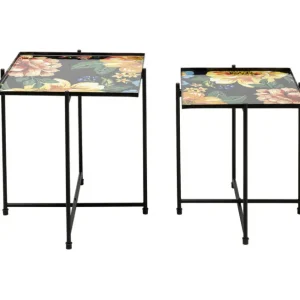Outlet KARE Design Side Table Flowers Garden Square (2/Set)