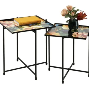 Outlet KARE Design Side Table Flowers Garden Square (2/Set)