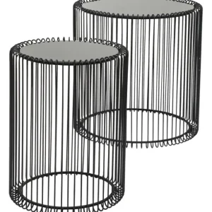Outlet KARE Design Side Table Wire Black Ø44cm (2/Set)